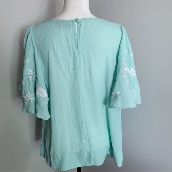 ESHAKTI Mint Fluttered Sleeve Chiffon Top - Picture 6 of 7